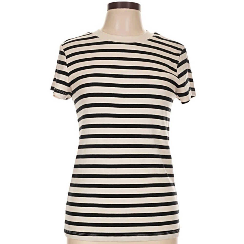a new day Black & White Striped Crewneck Tee